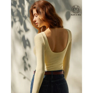 OGL Top Size S NEW Butter Yellow Open-Back Bandless Brami Top Light Warm